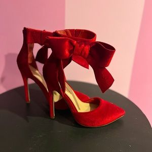 Red Velvet Bow Heels